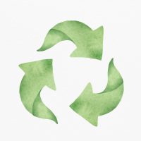 Green recycling symbol design element